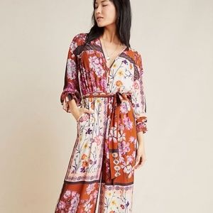 Anthropologie Claire Patchwork Wide-Leg Jumpsuit